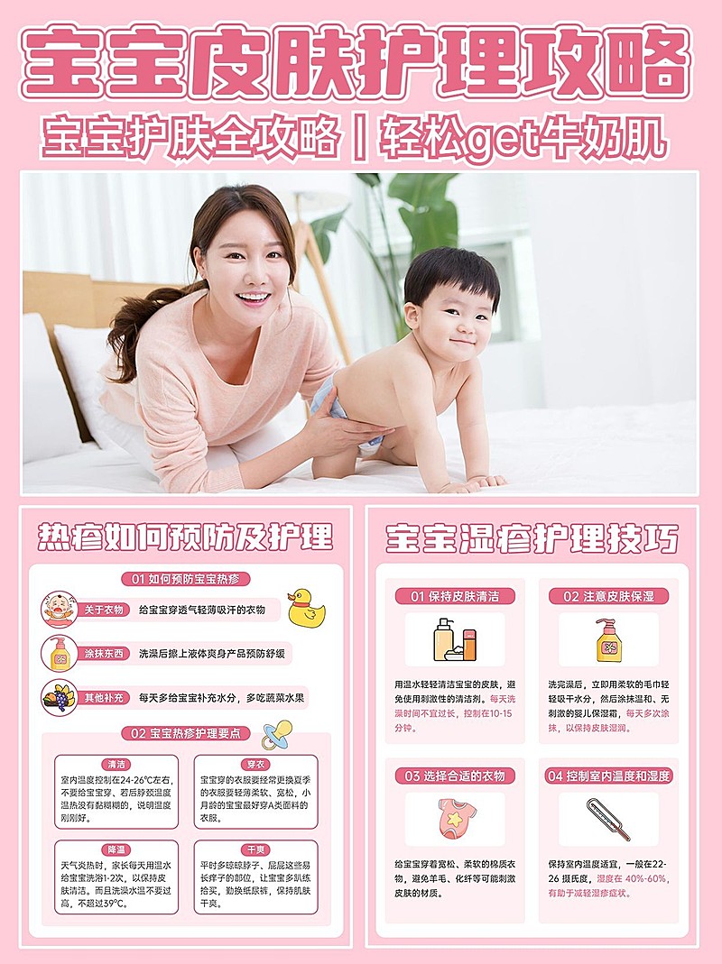 母婴宝宝皮肤护理知识科普套装手帐风小红书封面