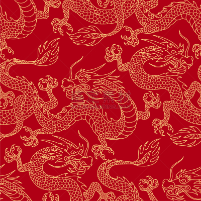 龙,红色,式样,轮廓,亚洲,传统,黄金,幻想,飞