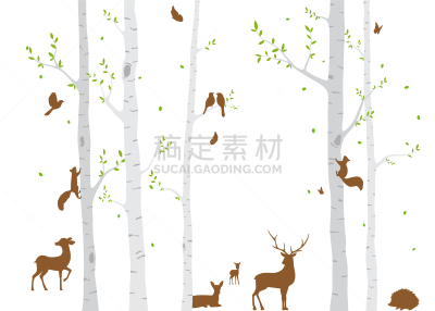 鸟类,白桦,鹿,谷物,摆拍,浪漫,野生动物,公园,翅膀,爱
