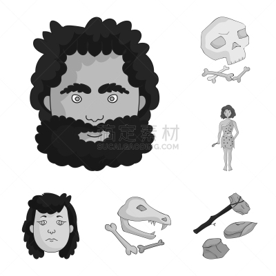 石器时代,黑白图片,新生活,计算机图标,分离着色,时间,人,男人,布置,收集