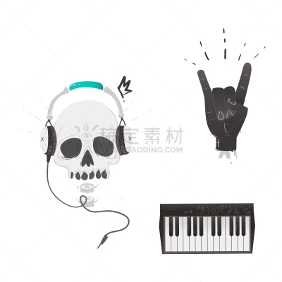 头骨,矢量,做手势,岩石,音乐符号,平坦的,钢琴,管乐器,一个物体,韧性