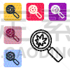 black line magnifying glass with leaf icon