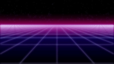 synthwave net和STARS Retro Background 3D渲染