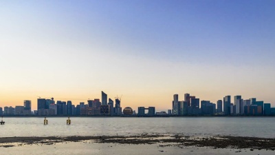 杭州新城的城市景观与天际线日夜时差