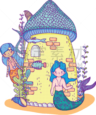 景象,水下,伴侣,城堡,美人鱼,可爱的,水瓶座,飘然,家庭,女人