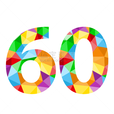 数字60,式样,周年纪念,几何形状,字母,倒计时,法国,数,字体排印,彩虹