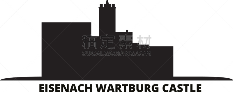 埃森纳赫,城市天际线,德国,瓦特古堡,世界遗产,云,移动式,玉米,剪影