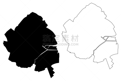 卡昂,街道图,法国,边界,乡村风格,草图,绘画插图,城市,乱画,潦草