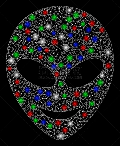 明亮,铁丝网,幸福,外星人,动物头,白色,红色,绿色,点燃