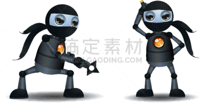 小的,绘画插图,三维图形,性格,自动的,忍者,非凡的,可爱的,背景分离,灰色