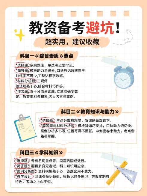 教育教资攻略指南手帐风小红书配图预览效果