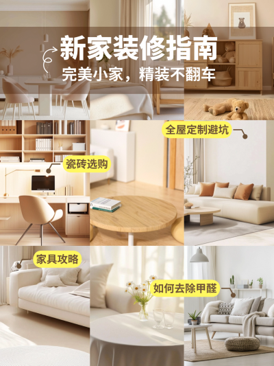 家居装修攻略指南拼图宫格花字小红书封面aigc