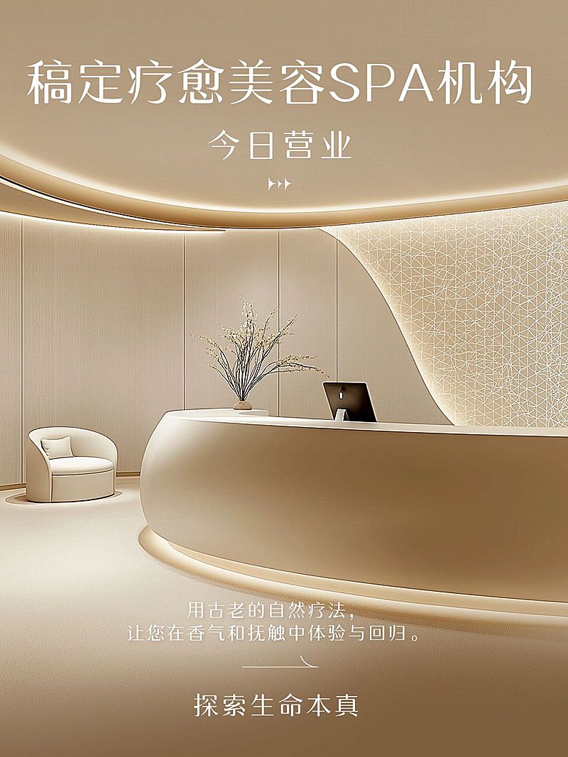 美容疗愈spa机构宣传实景排版小红书封面aigc