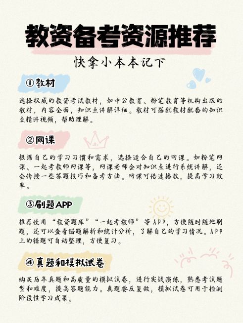 教育教资攻略指南手帐风小红书配图aigc预览效果