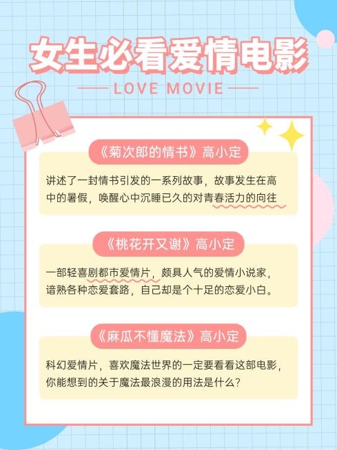 简约电影推荐介绍片单小红书配图预览效果