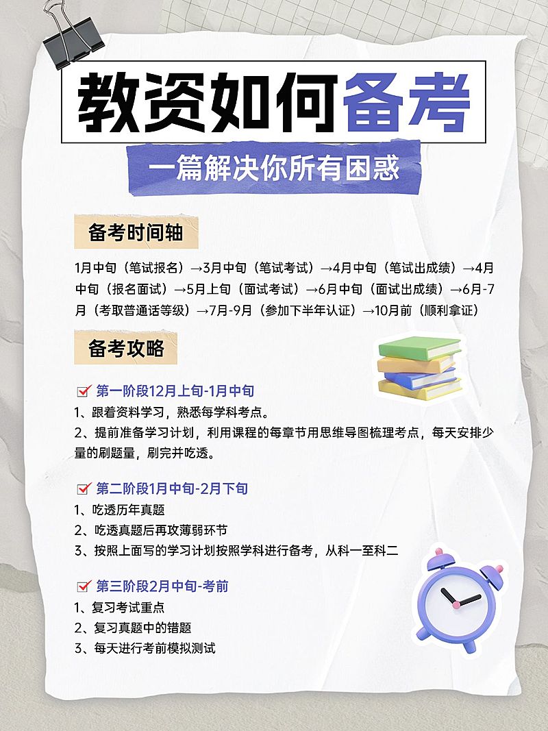 教育教资科普攻略指南手帐风小红书配图aigc