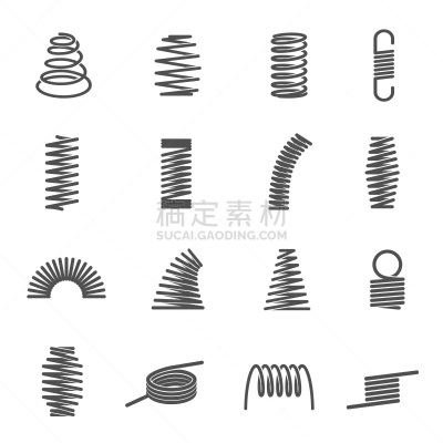 螺线,弹性,金属丝,弹簧,背景分离,简单,品牌名称,螺旋弹簧,绘画插图,圆形