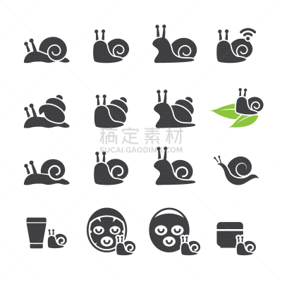 法式蜗牛,图标集,分离着色,轮廓,创造力,粘液,泥泞的,概念,简单背景,野生动物