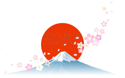 富士山,樱之花,新年,贺卡,彩色背景,华贵,世界遗产,复古风格,模板,樱花
