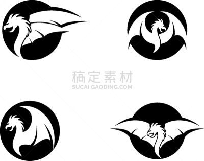 模板,品牌名称,龙,动物头,传统,自然美,动物,细毛纤维,剪影