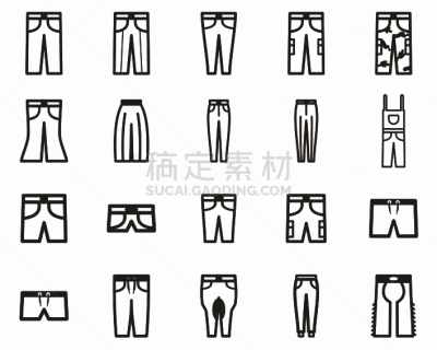 裤子,长的,短的,计算机图标,黑白图片,巨大的,热,线条,皮套裤,背景分离