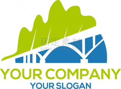 creekside leaf and bridge logo design