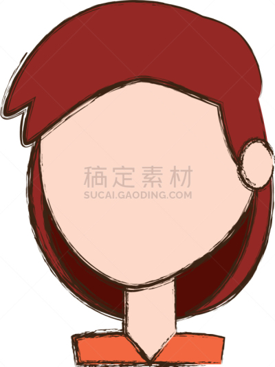 卡通,青年女人,可爱的,商务,红色,人,概念,肖像,图像,违约
