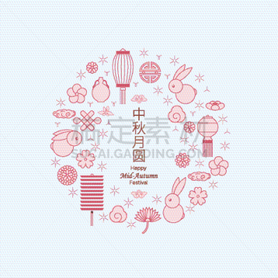 传统节日,符号,秋天,图标集,汉字,直的,中间,传统,灯笼,中秋节