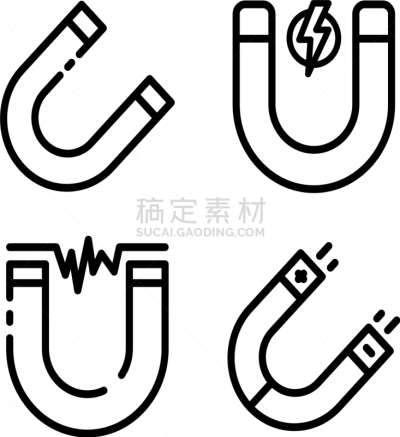 磁铁,轮廓,符号,高雅,电磁的,直的,技术,现代,钢铁,布置