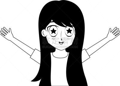 日本漫画风格,女孩,分离着色,可爱的,肖像,图像,可爱,自然美,性格,面部表情
