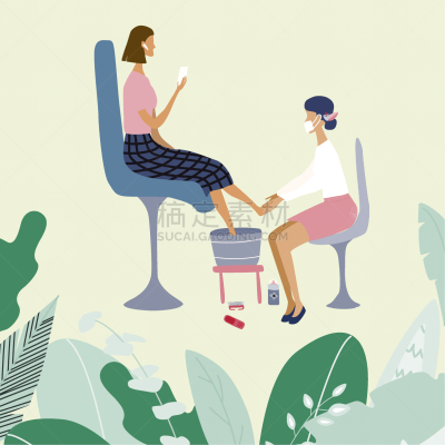 manicurist performing pedicure for her client