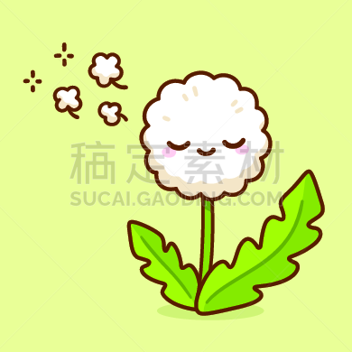 可爱的,蒲公英,卡通,蒲公英种子,生物学,风,简单,草,春天,植物