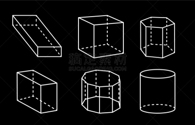 几何形状,三维图形,一个物体,圆柱体,简单,模板,建筑业,几何学,复杂性,收集