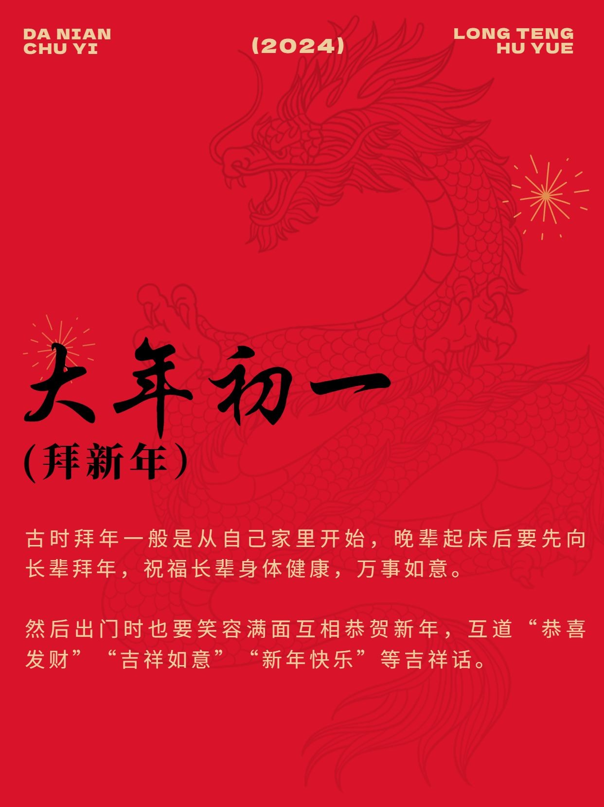 春节新年习俗科普正月初一套装小红书配图
