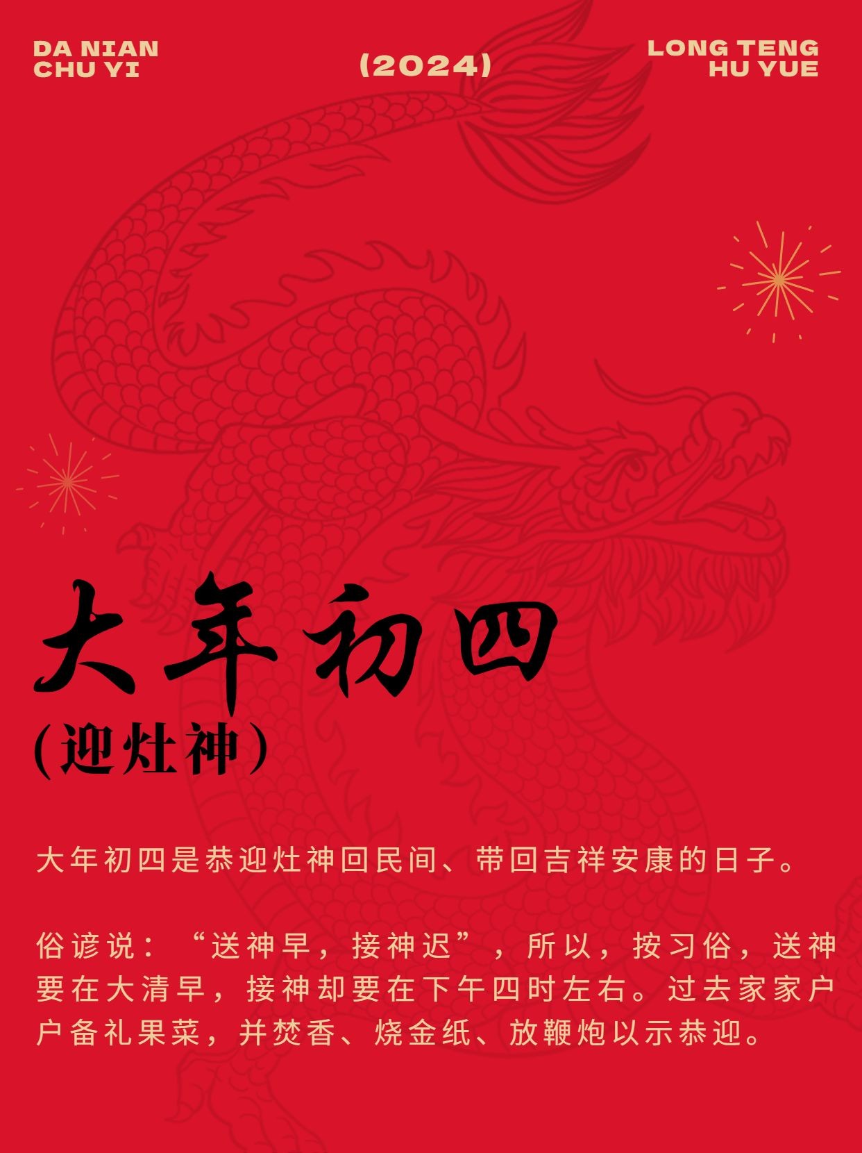 春节新年习俗科普正月初四套装小红书配图预览效果