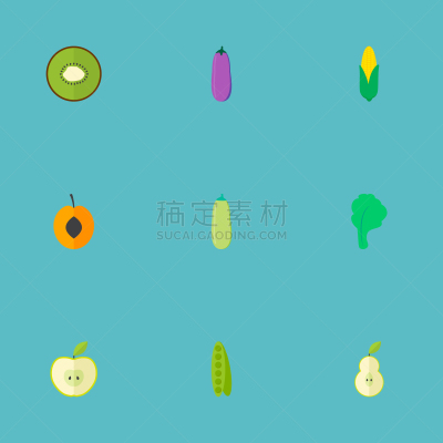 维生素,梨,符号,扁平化设计,农业,蔬菜,素食,胡瓜,清新,食品