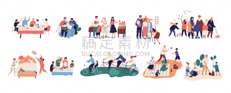 时间,祖父母,有钱人,家庭,父母,孙辈,母亲,收集,烹调,相伴
