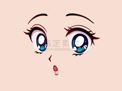 似人脸,惊奇,巨大的,小的,日本漫画风格,蓝色眼睛,动物鼻子,人的嘴,可爱,怪异