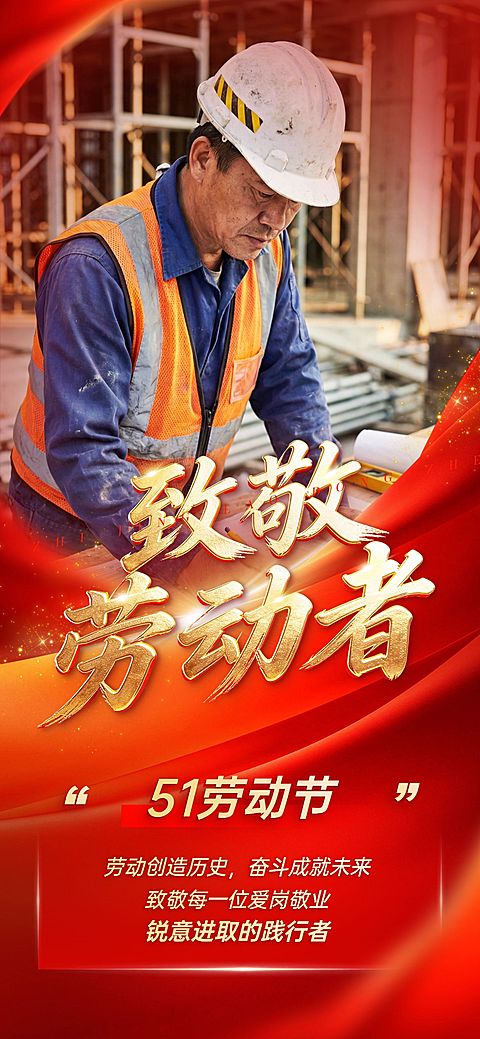 51五一劳动节表彰颁奖通用政务感全屏海报