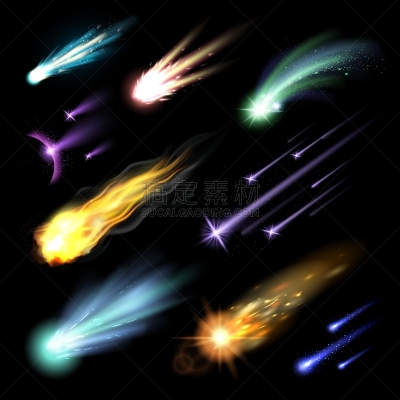 图像特效,闪亮的,太空,图像,陨石,小行星,矢量,火球,点燃,闪亮