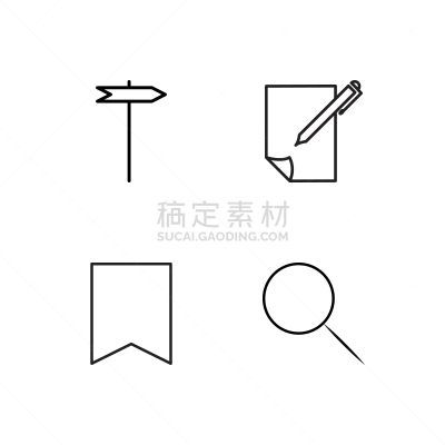 商务,轮廓,符号,简单,十字路口,布置,选择,改进,搜寻,研究