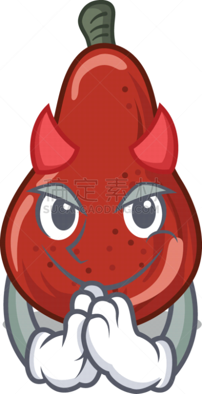 梨,恶魔,吉祥物,分离着色,红色,可爱的,清新,配方,食品,蹦
