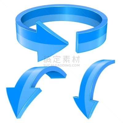 三维图形,闪亮的,箭头符号,计算机图标,蓝色,背景分离,光标,阴影,圆形,绘画插图