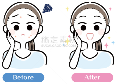 女人,绘画插图,粉刺,衰老过程,生活方式,图像,美,布置,忧虑