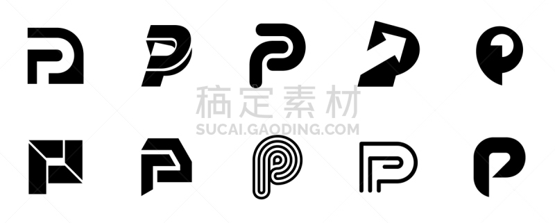 品牌名称,英文字母P,商务,几何形状,字母,字母表次序,信函,模板,布置,弯曲