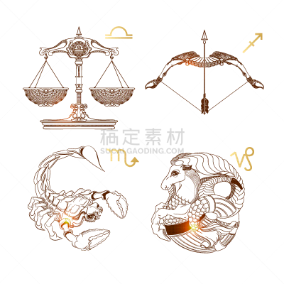 轮廓,天秤座,标志,摩羯座,天蝎座,生日,分离着色,白色,月,太空