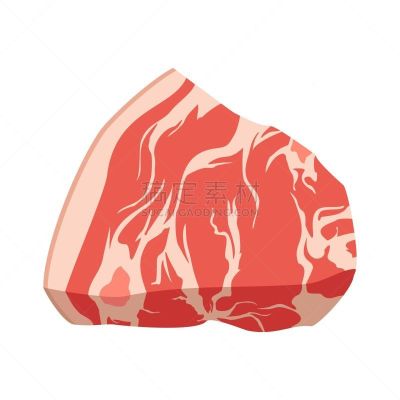 绘画插图,嫩里脊排,矢量,清新,猪肉,熏猪肉,分离着色,多层效果,多汁的,肉片