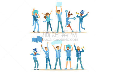 绘画插图,衣服,体育场,矢量,爱好者,蓝色,人群,体育团队,分离着色,支撑