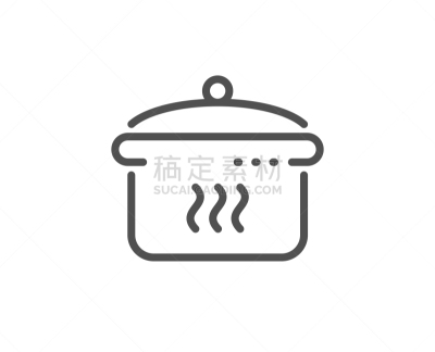 食品,锅,煮食,标志,线图标,热,厨房器具,配方,焖菜,烹调