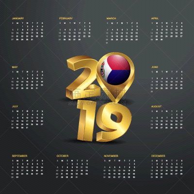 2019,模板,日历,字体,金色,白昼,商务,菲利普斯堡,设计